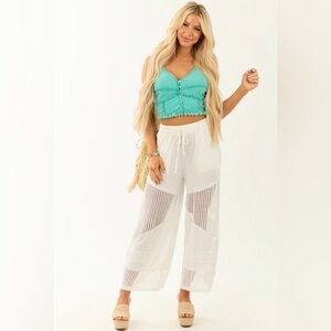 POL Patchwork Crochet Wide Leg Pants NWOT